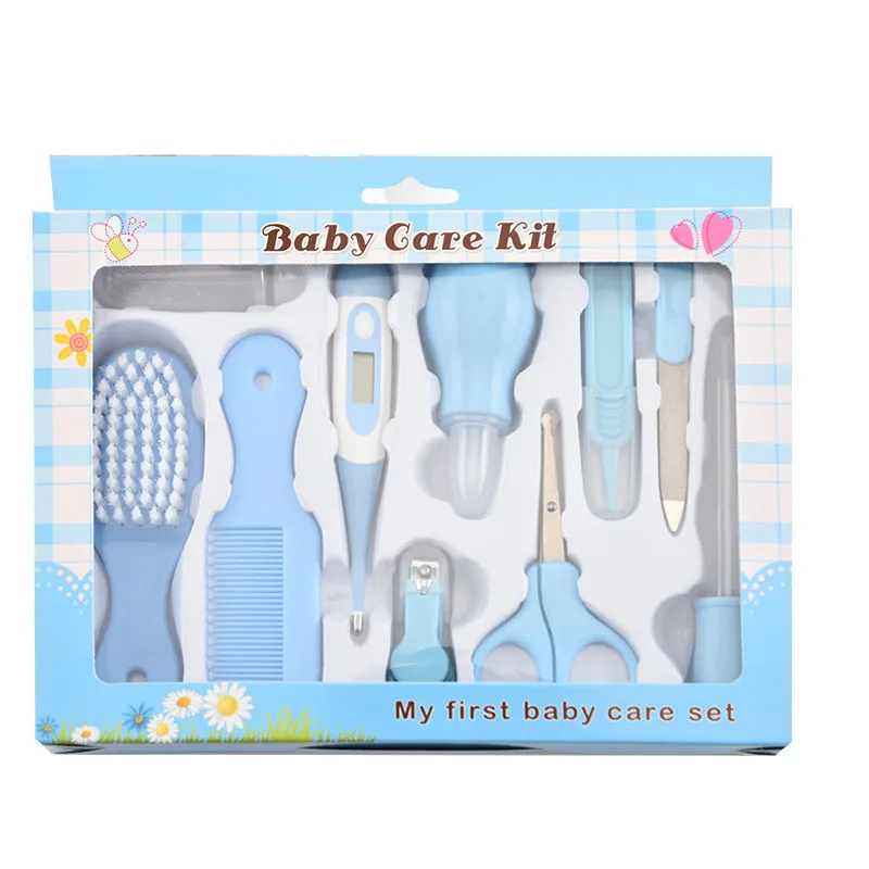 

10 Pcs Baby Grooming Baby Healthcare Kit and Baby Nail Kit Contain Scissors Hair Comb Brush Nose Cleaner