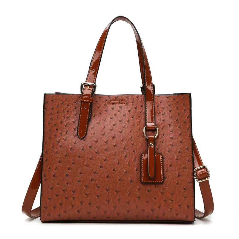 

Hot sale elegant ostrich pattern leather tote ladies shoulder bag single pendant handbags for women luxury, 5 colors