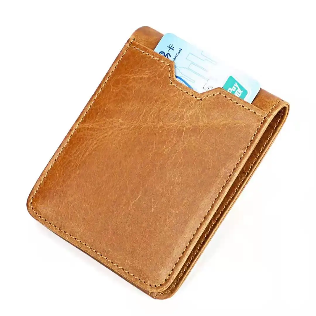 

Cappuccino RFID Genuine Cowhide Leather Luxury Purse Casual Small Mini crazy horse Leather Wallets Vintage Gents Mens Slim Walle, Customized color
