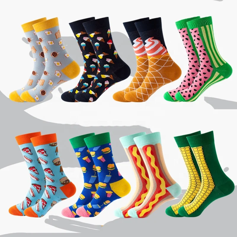 

wholesale colorful pattern funky cool designer fruit cake women fashion cotton fancy socks sox crew happy socks