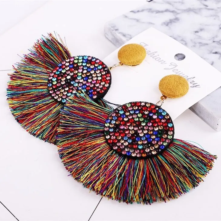 

High Quality Statement Big Dangle Fringe Earrings Bohemian Tassel Earrings Jewelry, 11designs