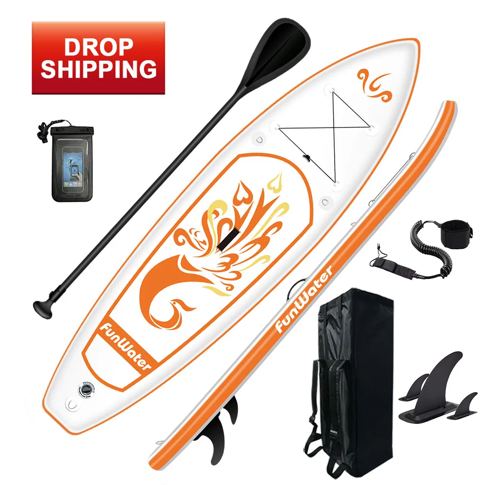 

FUNWATER drop shipping sup paddle board fins surf paddle surf inflatable stand up paddle board price, White