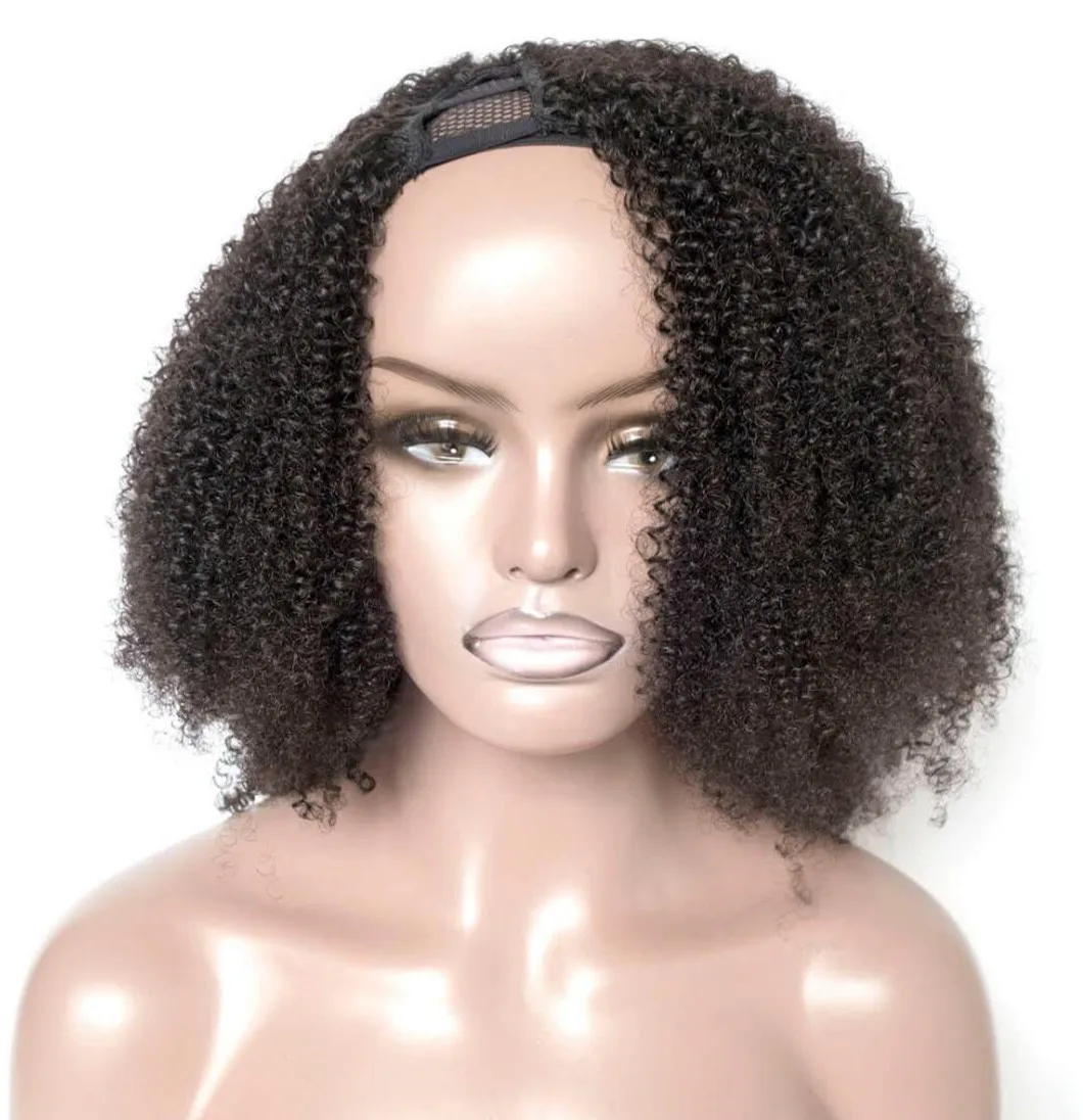 

150% density Coily Kinky Curly Human Remy Hair Glueless U Part Wigs