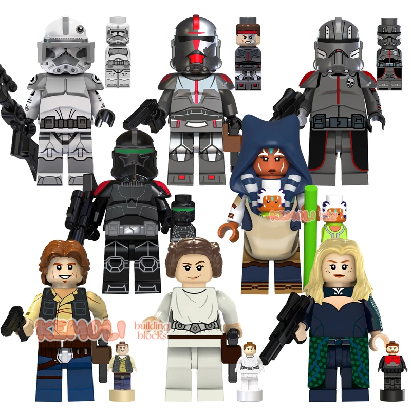 

TV6107 SW Wars Series Clone Trooper Commander Echo Leia Organa Solo Ahsoka Mini Block Figure Building Block Assemble Toys Bricks