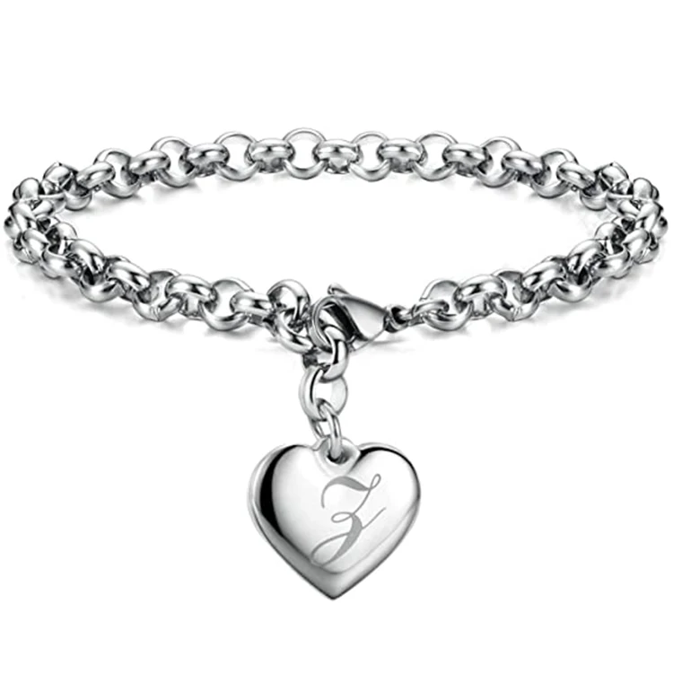 

Amazon Hot Sale 26 Initial Alphabet Heart Bracelet for Women Dainty Charm Bracelets Silver/Gold Plated Letter Bracelet, Picture shows