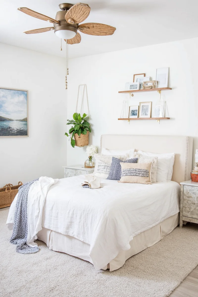 Modern duvet cover set in muted blue tones.