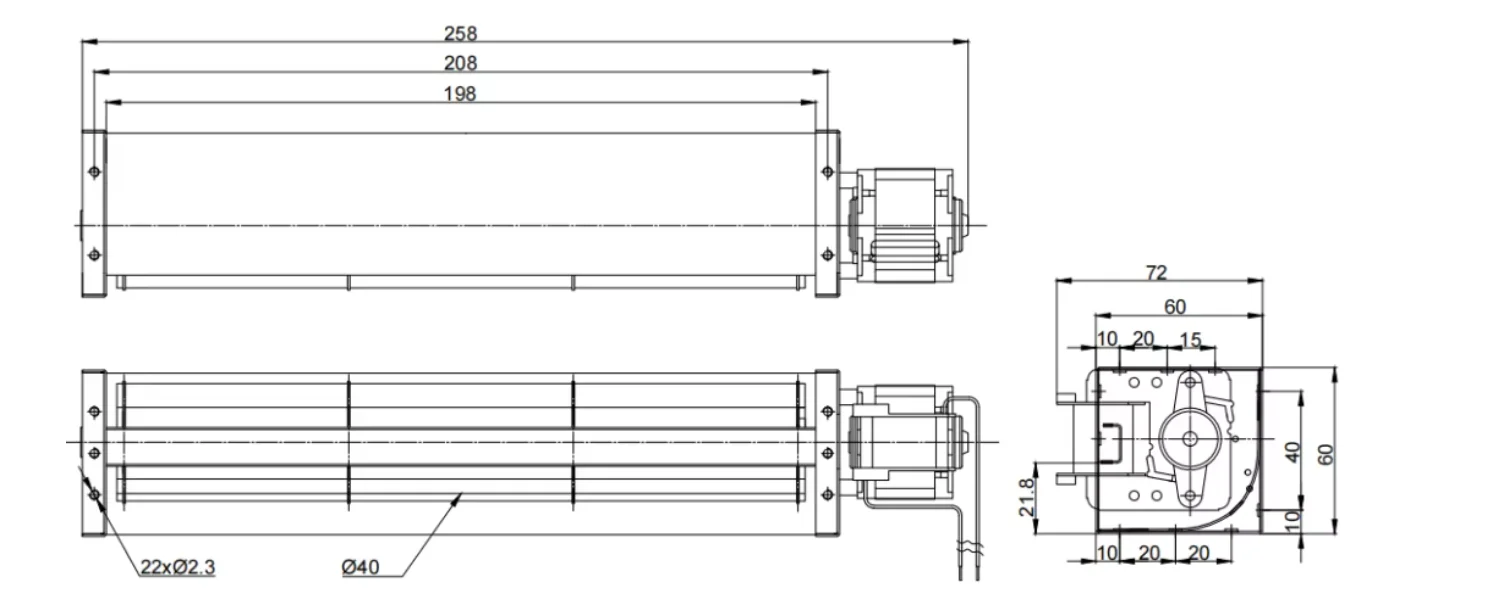 Cross Flow Fan, 230V, 40mm, CFM, Tangential - detail 12