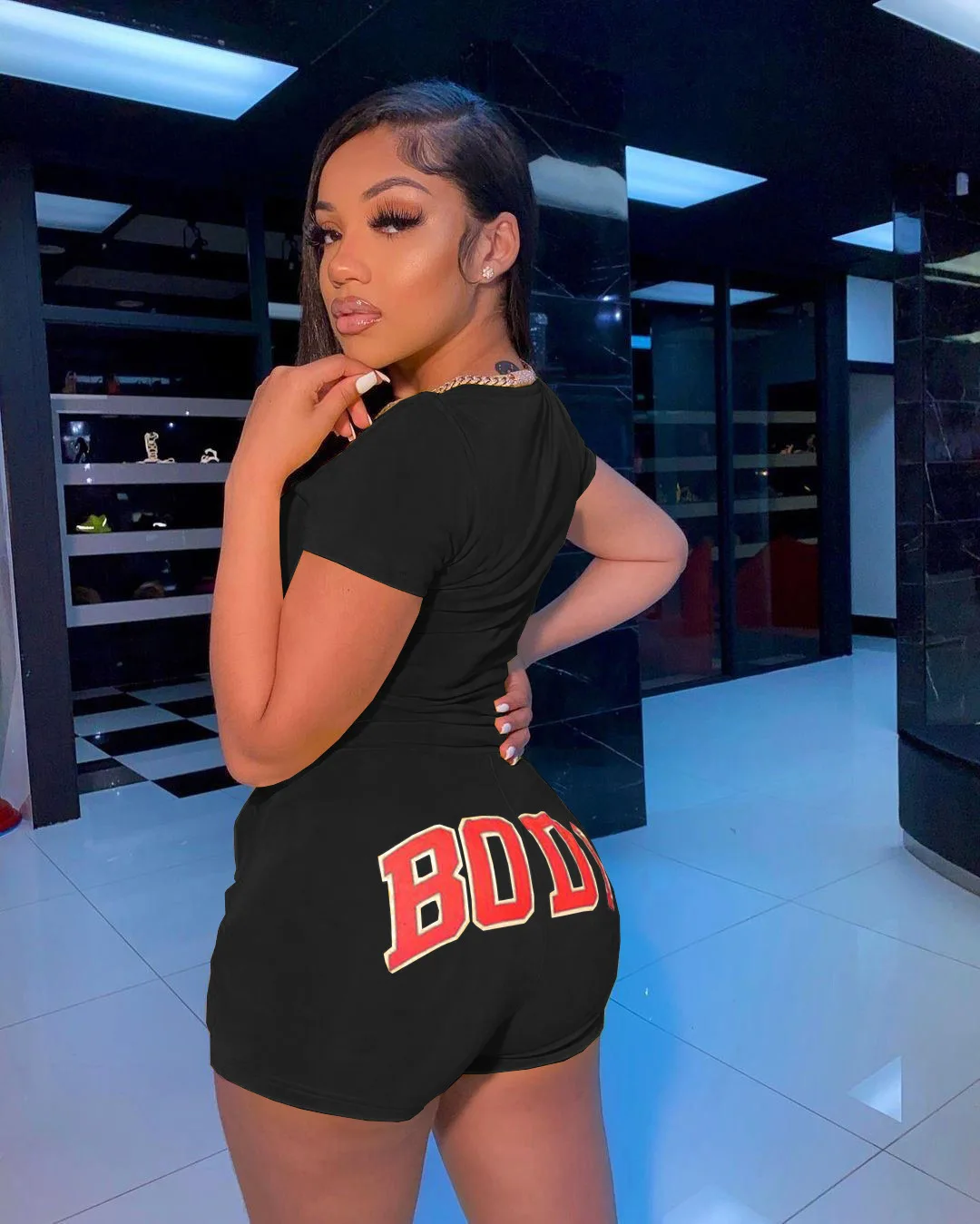 

Summer 2021 Sportsbody Printing Casual Home Wear Short Pants Two Piece