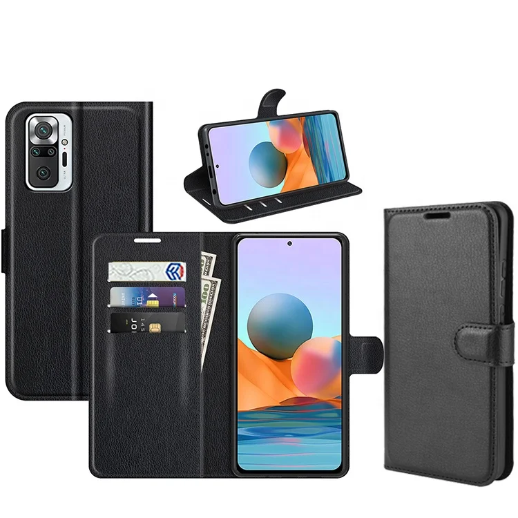 

For Redmi Note 10 Pro Lichi Grain Folio Pu Leather Wallet Flip Cover Case Note 10 Pro Max