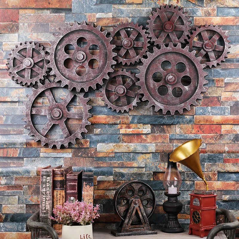 

Oversized Vintage Rustic Industrial Big Wooden MDF Gears for Home Wall Decor, Rustic effect