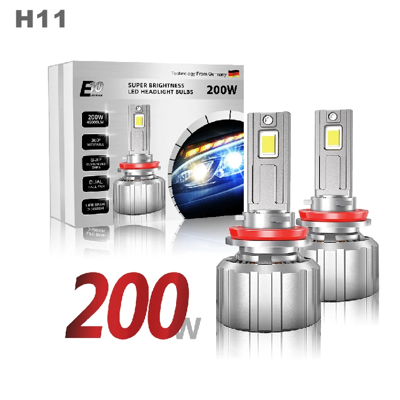 

E10 H11 LED 200W 48000LM 6500K 7545 Chip H1 H4 H7 H8 H9 9005 9006 9012 Canbus car super brightest LED Headlight Bulb