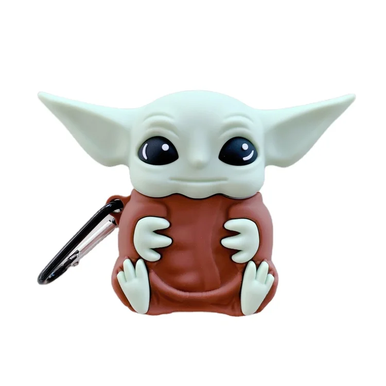 

2021 Cute Cartoon 3D Character Designers Baby Yoda Soft Silicone Rubber for Earpods Cover Case with Hook for Airpod 1 2 pro