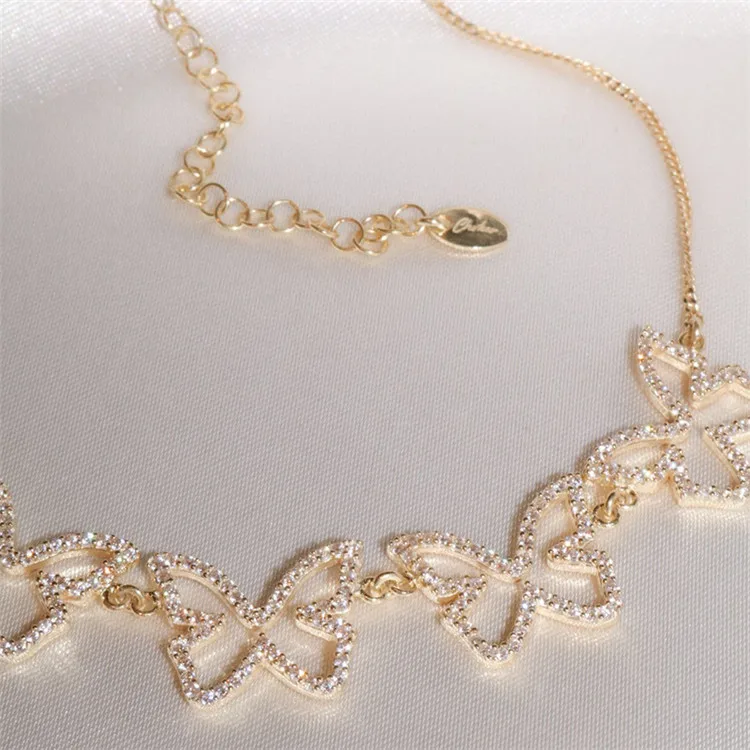 

Ins Simple Ladies Jewelry Overseas Popular Butterfly Pendant Necklace Zircon Gemstone Necklace, Picture shows