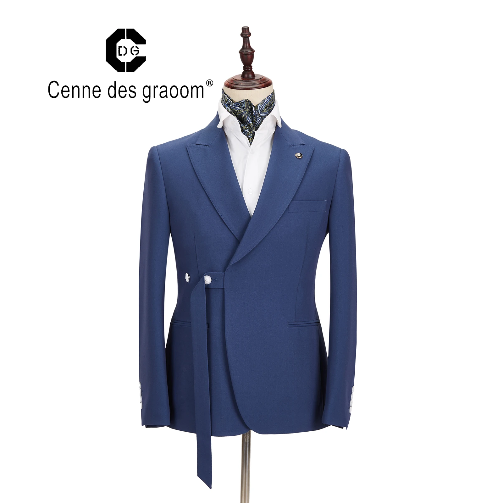 

China wholesale wedding 2 piece jacket pants Slim fit 2 forks Men Suits, Blue