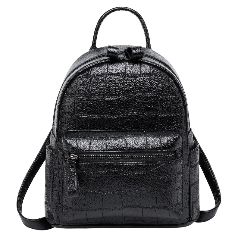 

Mini Backpacks Women PU Leather Cute Small Backpack Female White Black Backbags For Teen Girls Fashion Bagpack Woman, Black,white