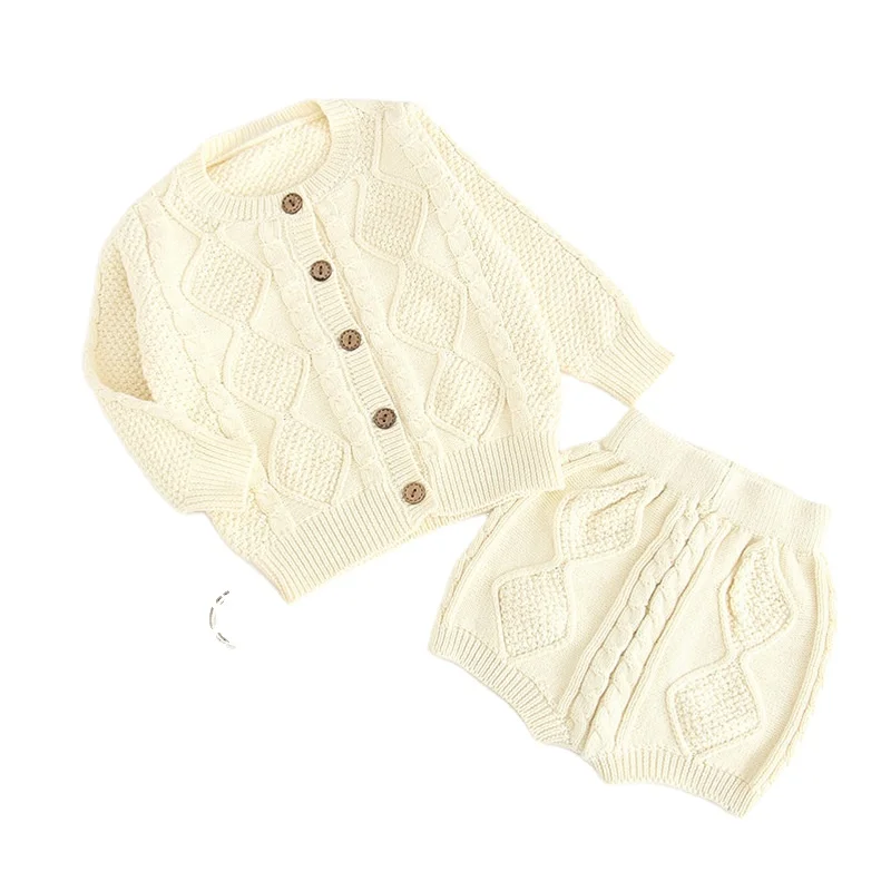 

Baby Clothing Set Boys and Girls Sweater + Shorts Set Cardigan Suit Outerwear Clothes, Picture shows