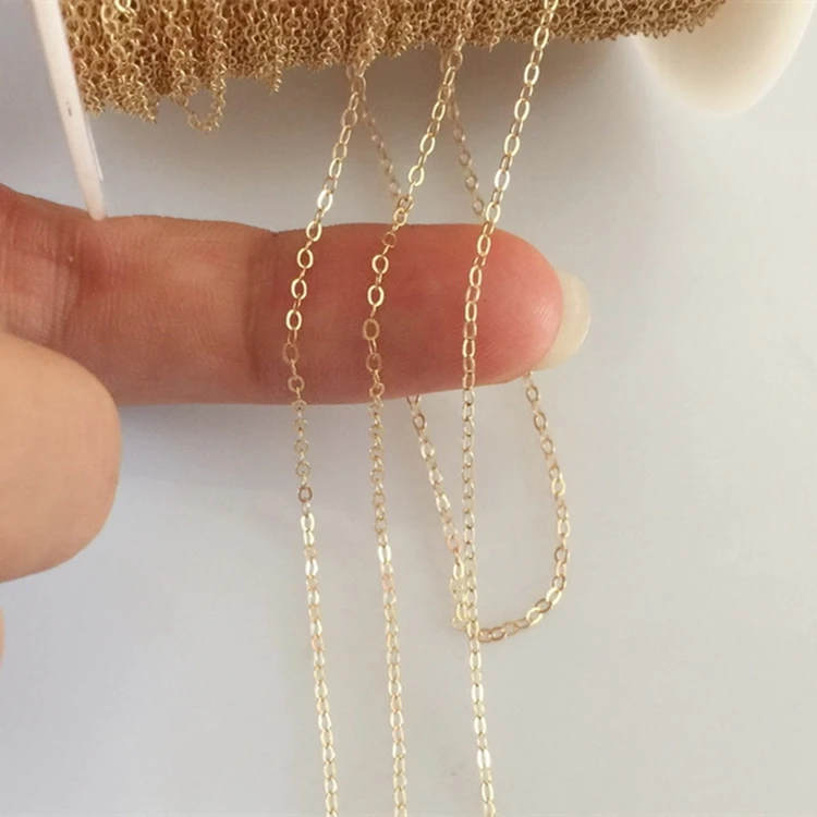 Permanent 1.32mm Flat Cable Chains for Women DIY Jewelry  Making Gold Filled Chain