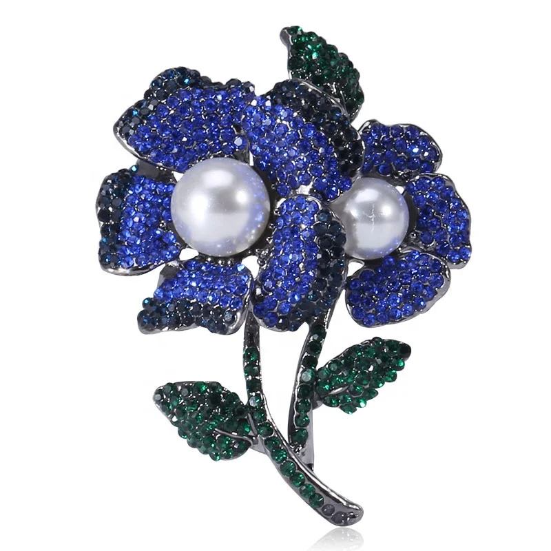 

Fashion Jewelry Blue Pink Red Flower Crystal Rhinestone Women Brooches Pins, Various, as your choice