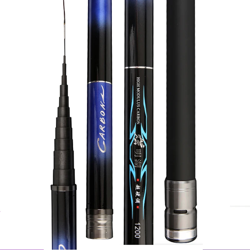 

Long Sections 7.2-13m Super Light Hard High Carbon Fiber Telescopic Fishing Rods Hand Pole Carp Fishing rod, Blue
