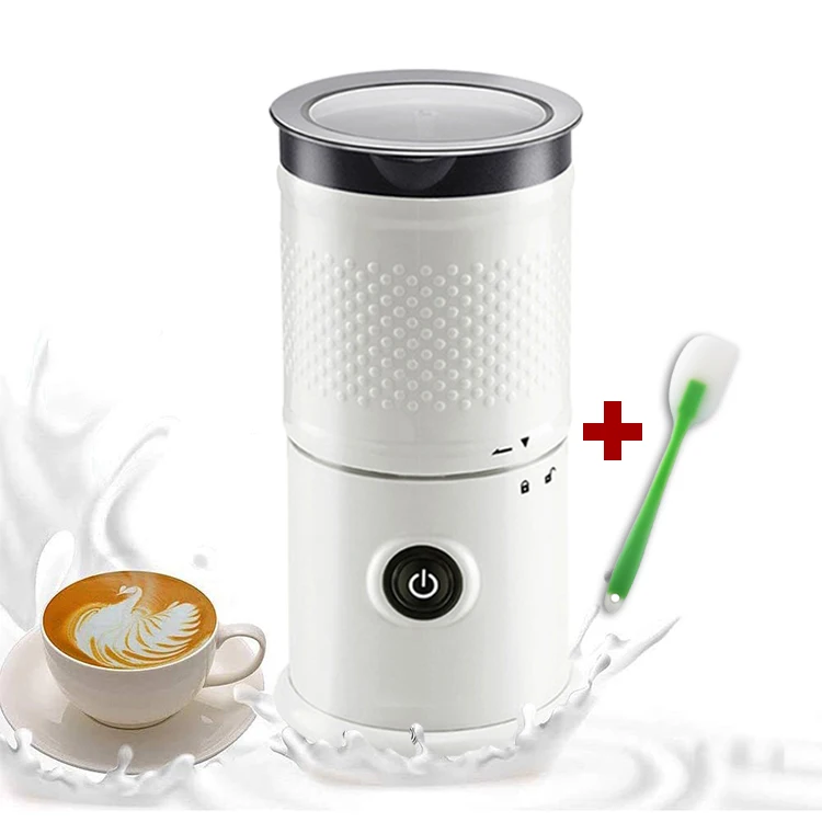 

Electric Wired Practical Fully Automatic Stainless Steel Milk Frother with Cup Button For Coffee, Black, white