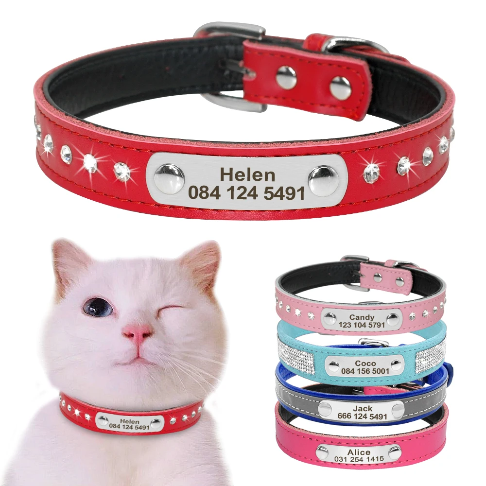 

Leather Cat Collar Personalized Cat Collar For Puppy Small Dogs Adjustable Pet Collar