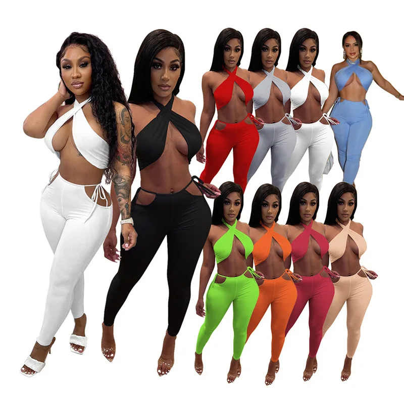 

New Arrival Halter Summer Sexy Ensembles de femmes Women Clothes 2021 Women 2 Piece Set Two Piece Set