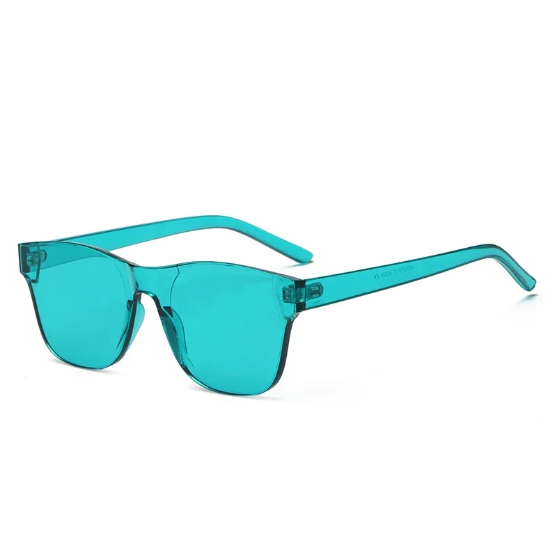 

new semi-transparent bezel-free thick piece windbreak sunglasses integrated square ocean piece candy color trend sunglasses