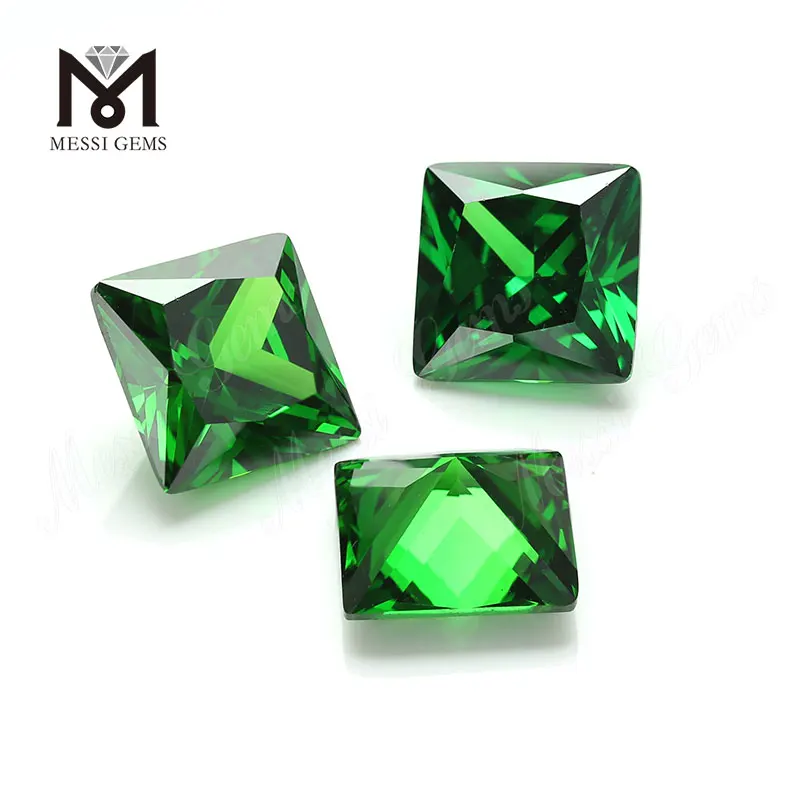 

High quality color zircon square shape green CZ loose stones with low price