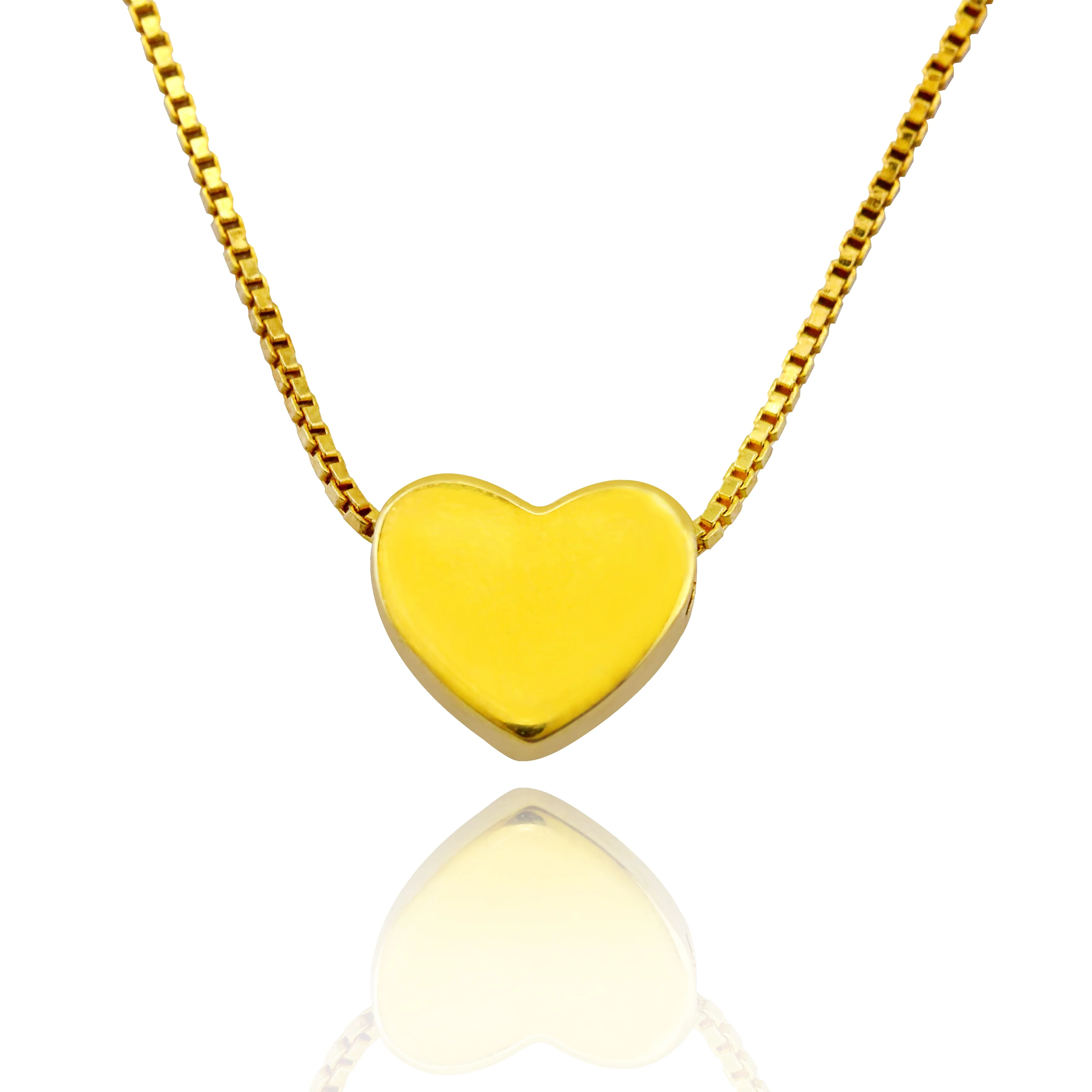 

Minimalist Box-Chain Heart-Shaped 18K Gold Plated Jewelry Solid Necklace