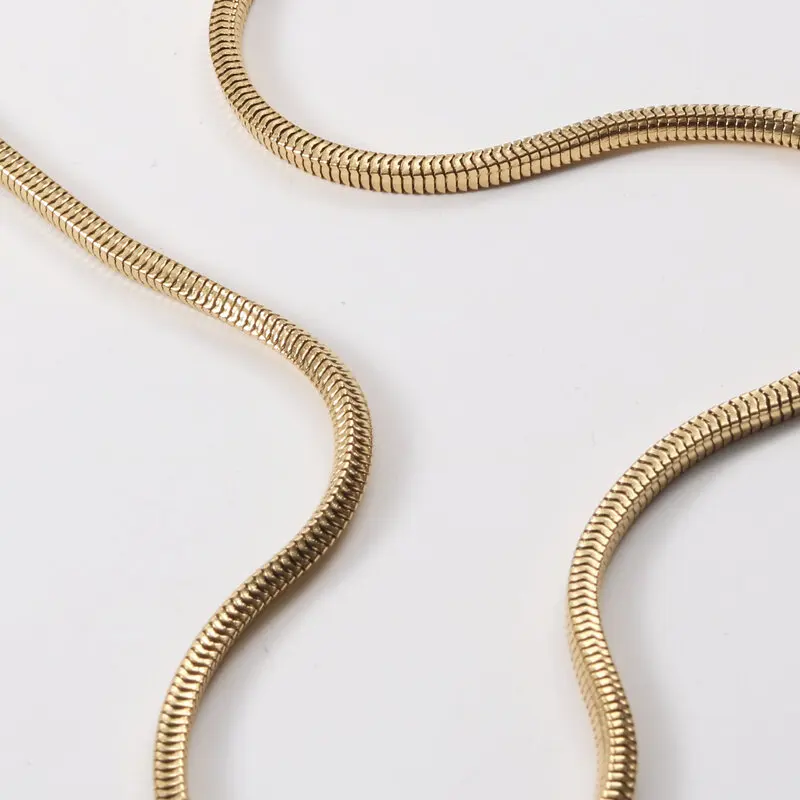 JOOLIM Ready to Ship High End Stainless Steel Square Snake Chain 18k Gold Plated Necklace 3mm