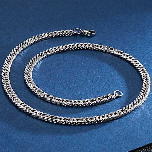 

5MM 7MM Hip Hops Titanium Steel Miami Cuban Chain Necklace 316L Stainless Steel Lobster Clasp Link Chain Necklace For Men Women