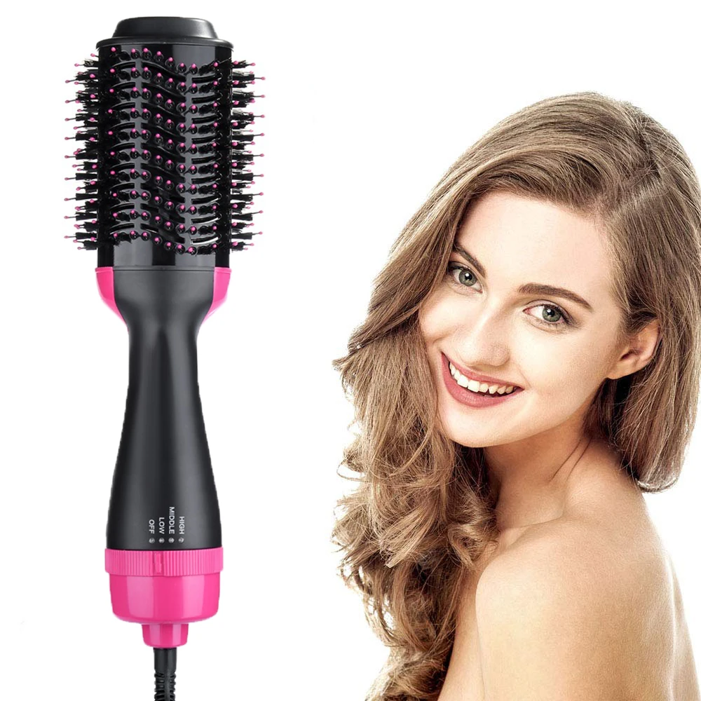 

One Step Hair Dryer Volumizing Styler Comb Negative Ion Generator Hair Straightener Brush Hot Air Brush, Black