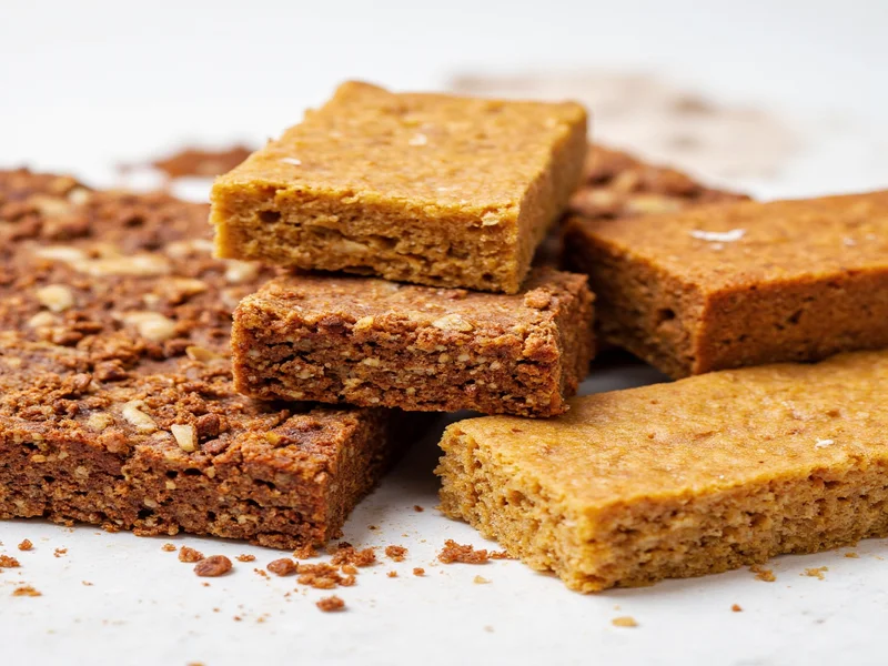 Assortment of homemade protein bars in different flavors