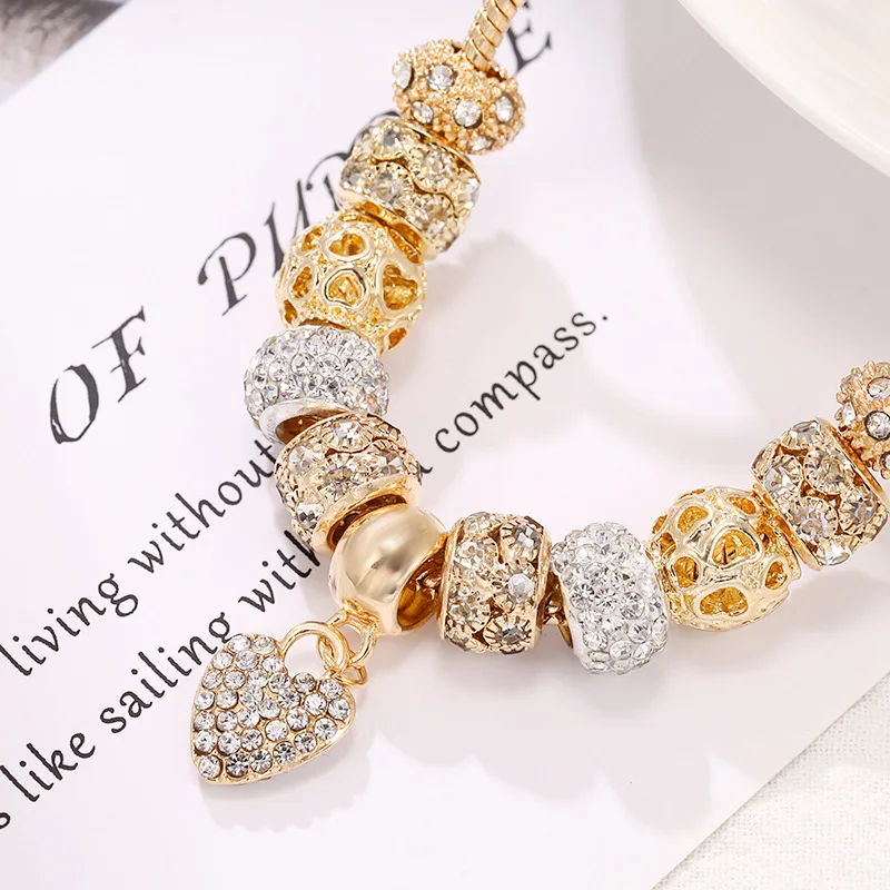 

2022 New Fashion Gold Plated Bracelet Women Jewelry Luxury Key Pendant Heart Shaped Charm Bracelets