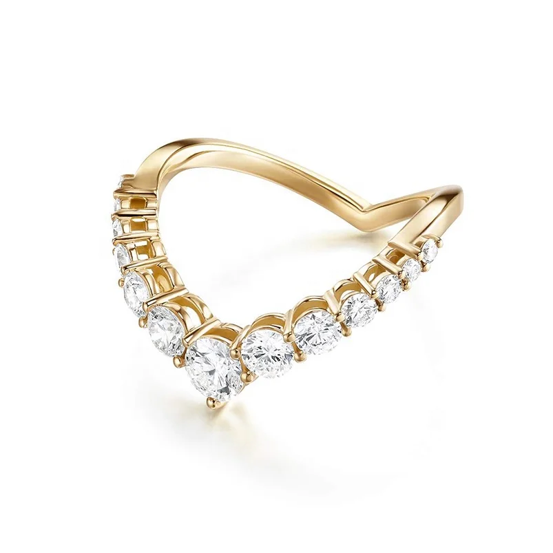 

New trendy women jewelry heart shaped diamond 18kt gold hoop ring