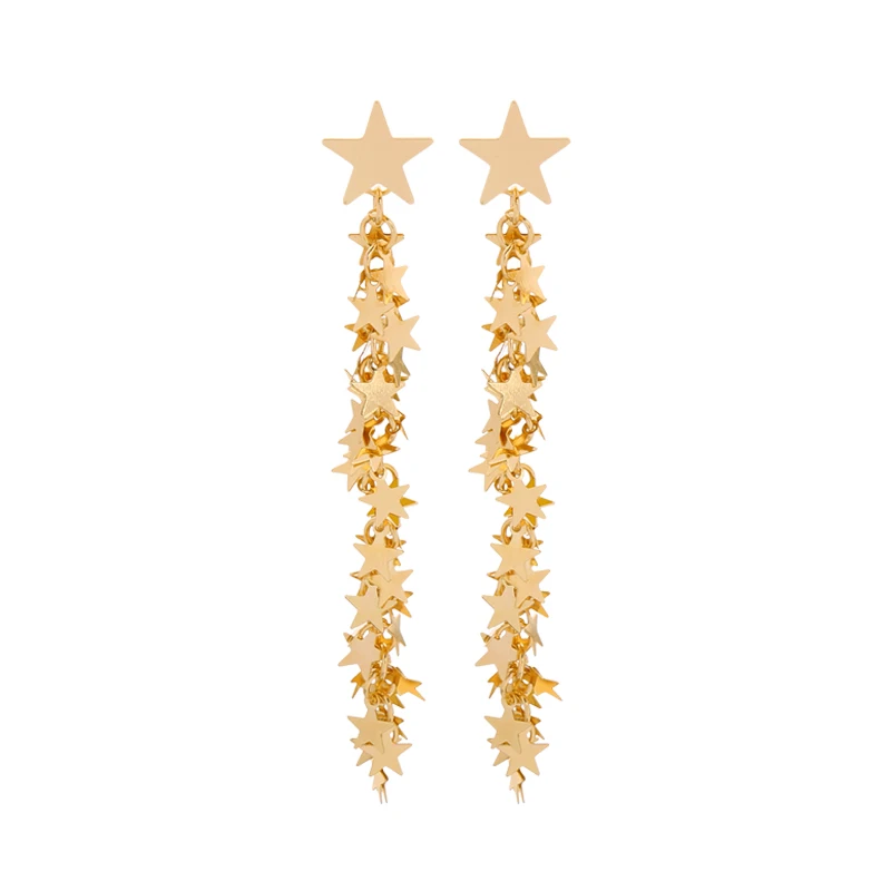 

de980106 Wholesale Cheap Gift For Girlfriend An Array Of Stars Gold Color Fashion Star Jewelry Dangle Earring