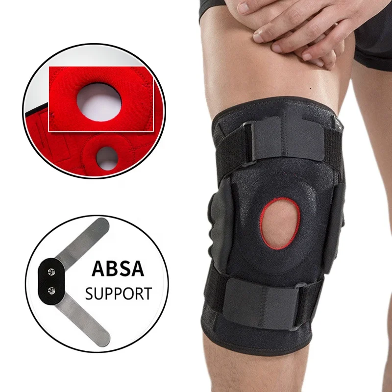 

Custom Hinge Knee Brace With Side Stabilizers Patella Gel Knee Pads Support Arthritis Running Pain Relief, Black