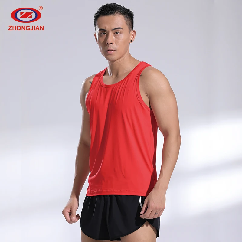 

Premium Custom Men's Gym Sleeveless Tshirt Man Training Fitness Compression Workout Tank Tops, Red