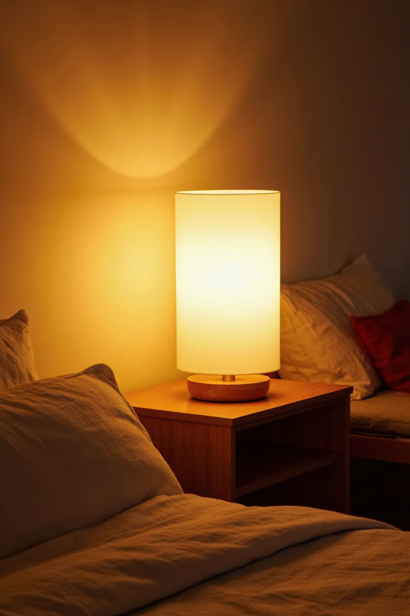 Family using a bedroom mood lamp together