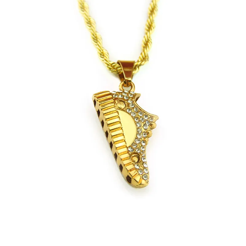 

NC-0415 Wholesale Men's Sport Pendant Diamond Neckalce Hot Style Hip Hop Luxury Long Gold Skateboard Shoe Pendant Necklaces