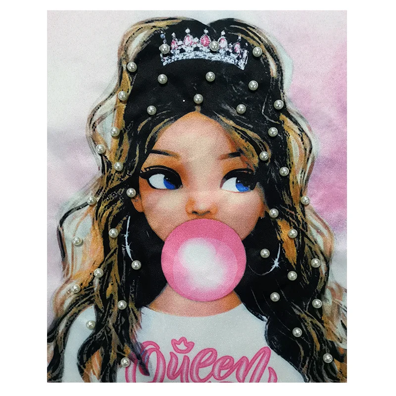 

New printed bead patch portrait with bead embroidered cloth patch clothing accessories custom cloth patch