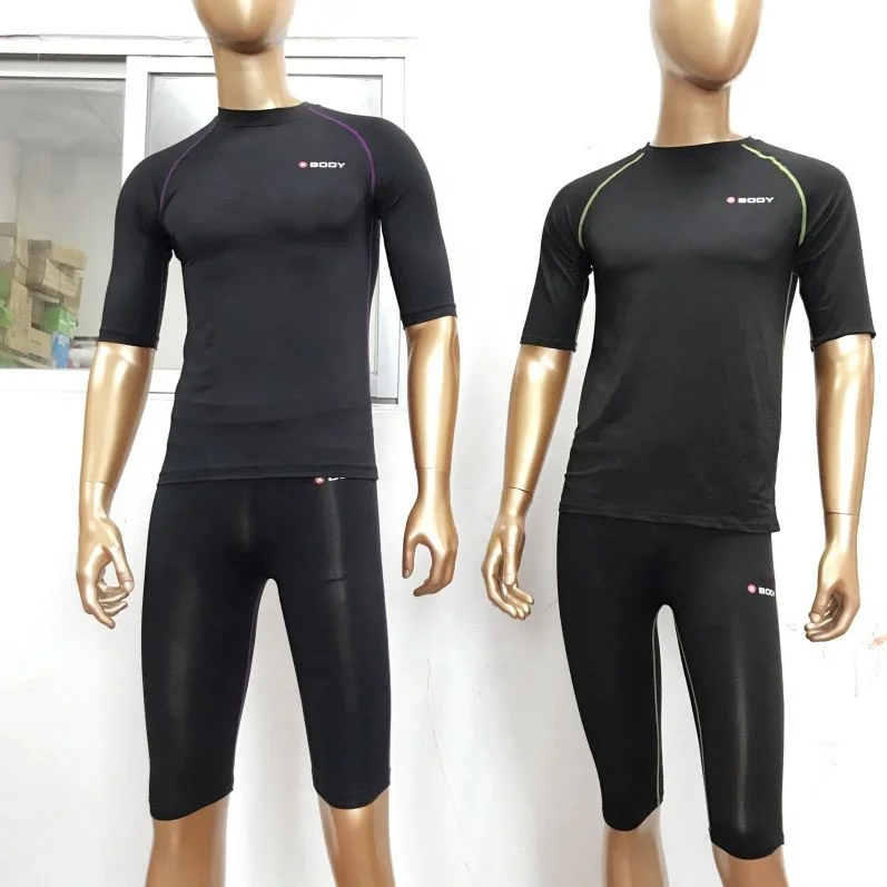 

Ems Training Suit Cotton xems Ems Fitness Machines Lyocell Underwear, Black with purple stitching / black with green stitching