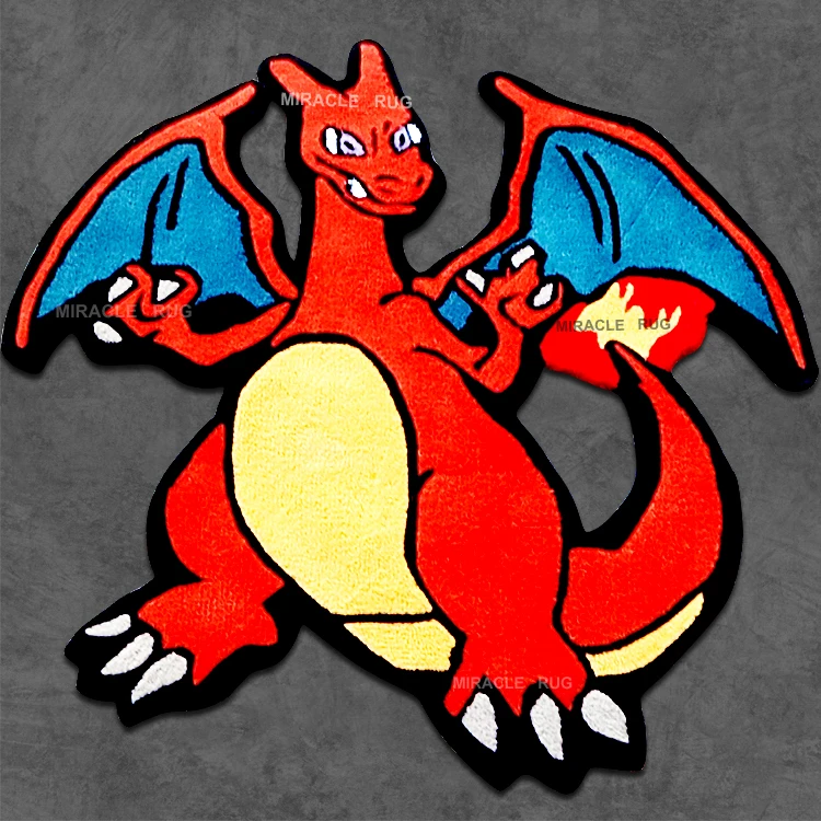 

Tuft Custom Logo Designer Charizard Pattern Cartoon Rug Cut To Carpets Custom Anime Shape Floor Rugs