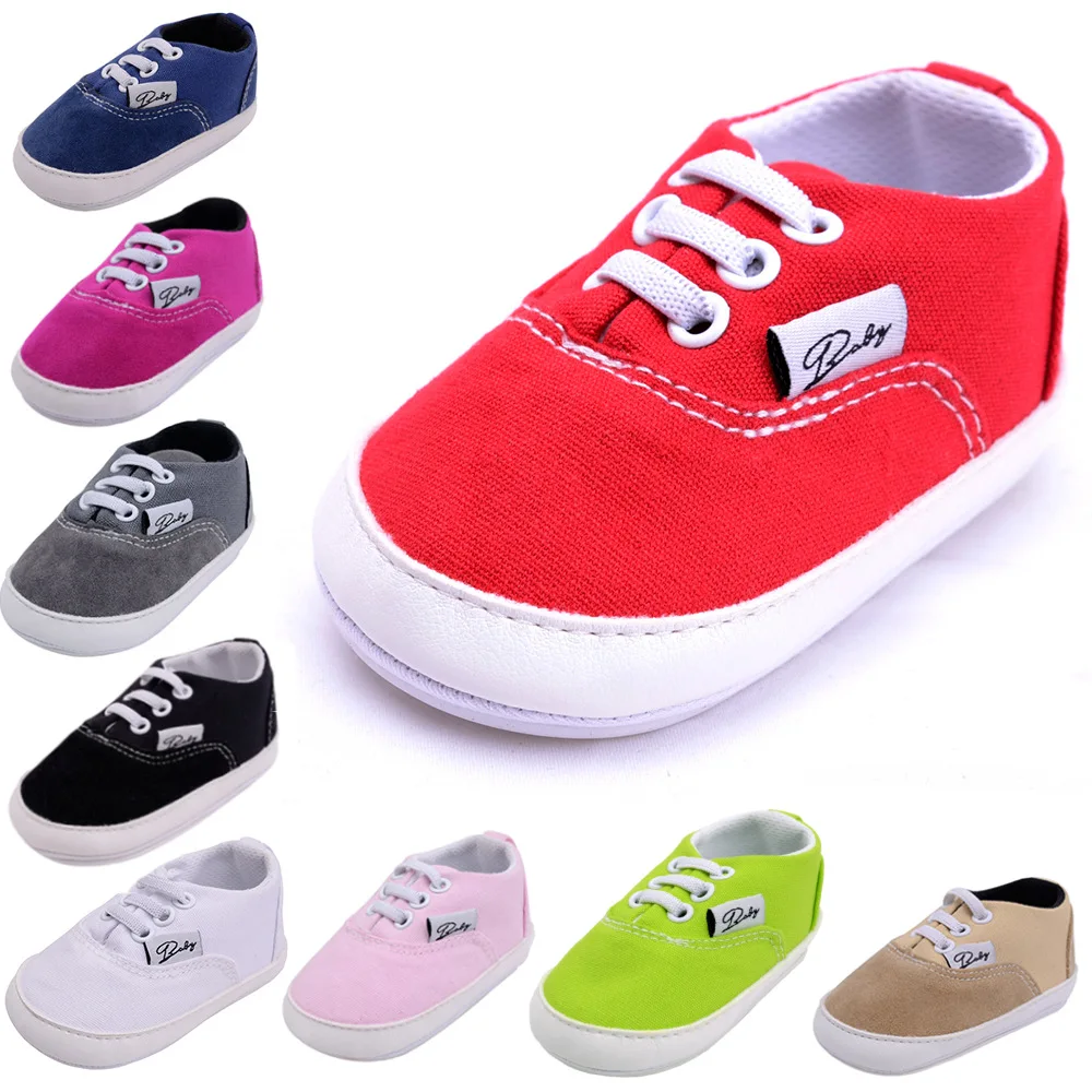 

0-12M Baby Infant Kid Boy Girl Soft Sole Crib Toddler Spring Autumn Baby Canvas Shoe, Many colors