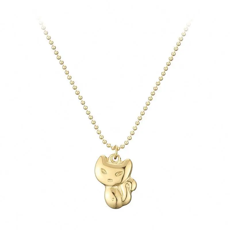 

Gold Plated Fox Pendant Necklace Stainless Steel Necklace Jewelry, Gold color