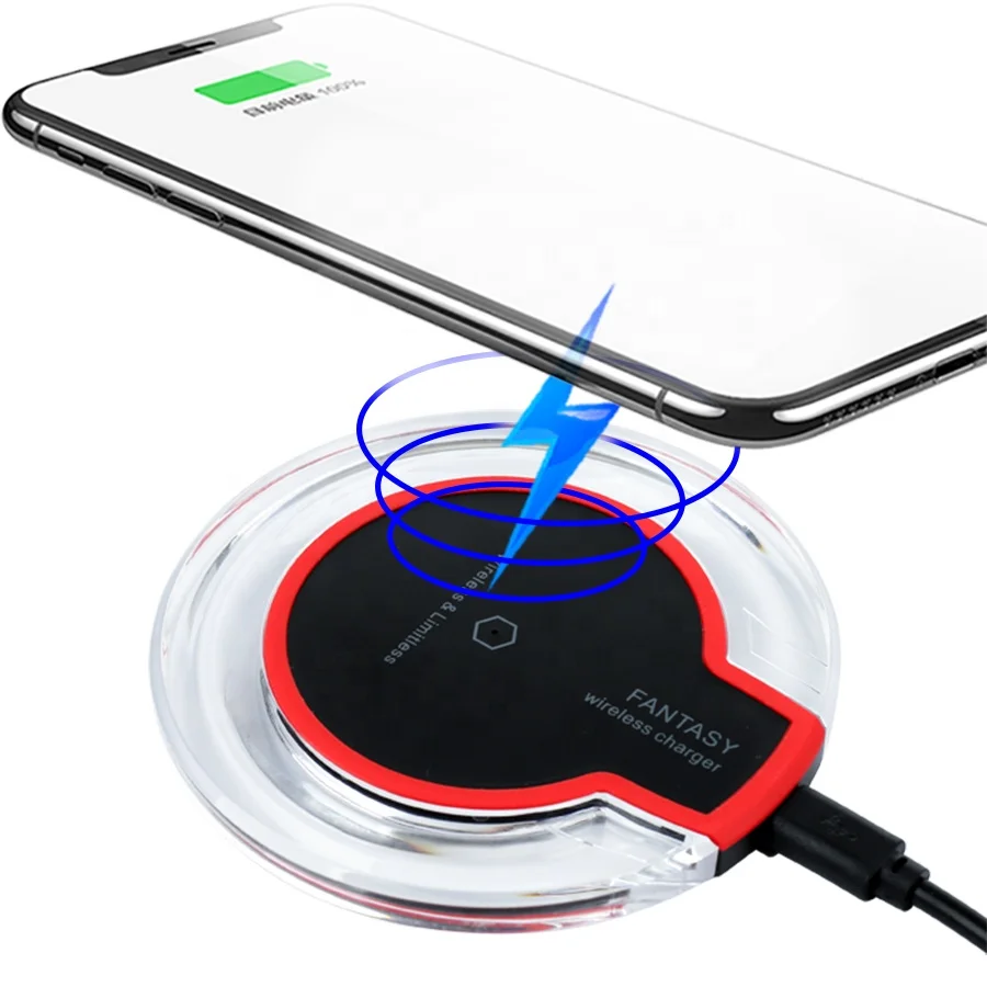 

Universal Crystal Qi Wireless Charger Pad With LED Light Compatible All Support Qi Technology Mobile Phone Wireless Charger, Black white