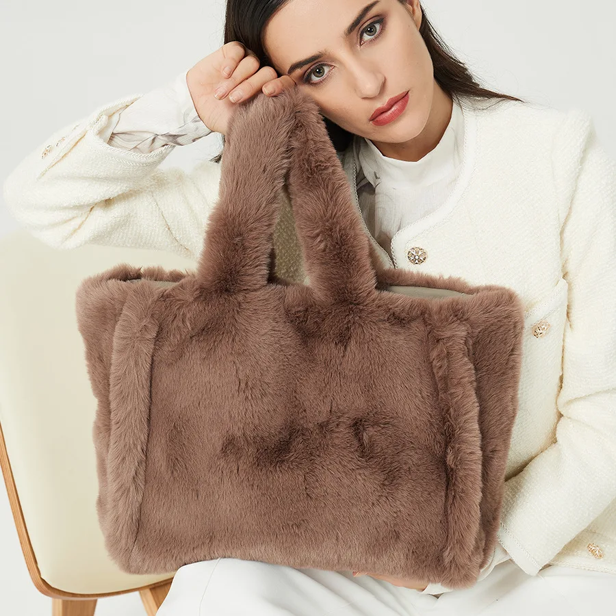 

Brand Women Shoulder Bags High Quality Suitable For Winter With Fur Ladies Handbags Women Bags, White, green, blue, black, pink ect