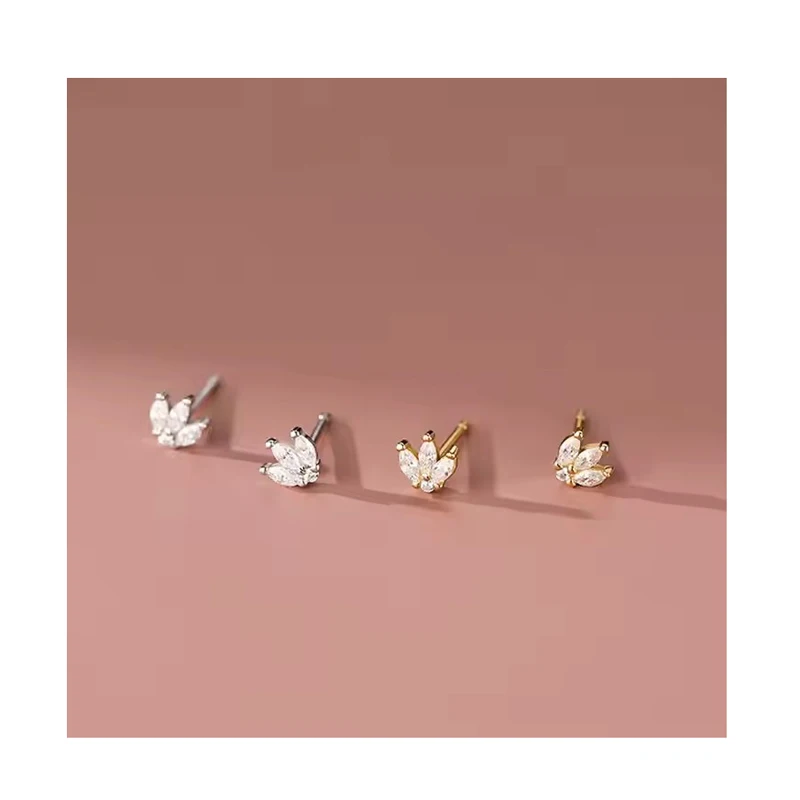 2024 Newest Style S925 Sterling Silver Zircon Clover Stud Earrings for Women Jewelry Accessories YB-XY-053