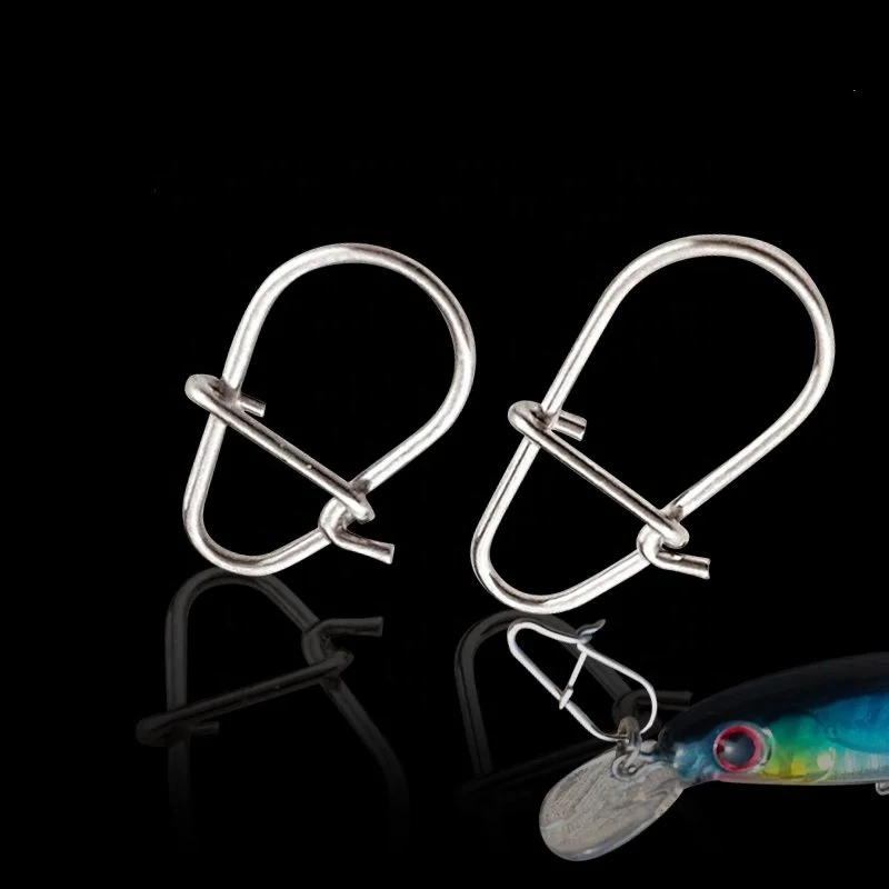 

HT003 25pcs/bag Stainless Steel Fishing Snap Hooked Snap Pin Fastlock Clip Accessories Tackle for Swivel Lure hook, Black