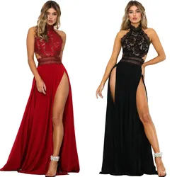 New Arrivals Sexy Lace Backless Zipper High Slit W